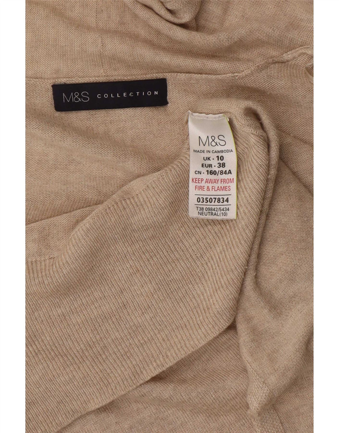 Marks & Spencer Dame Oversized Open Cardigan Sweater UK 10 Small Beige