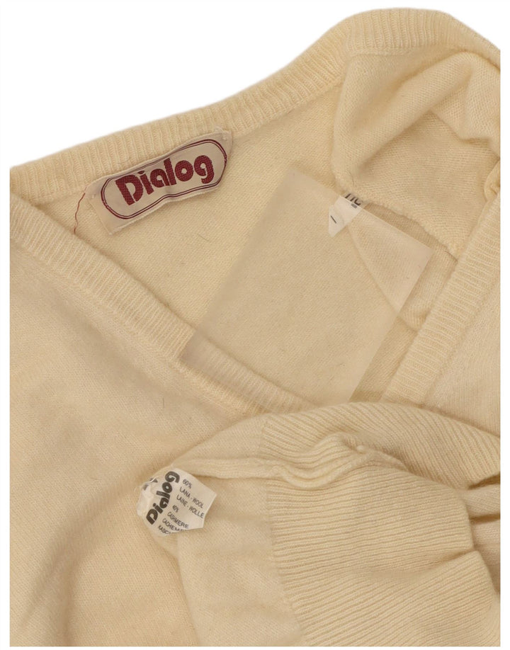Vintage Dame V-hals sweater IT 50 XL Beige Uld