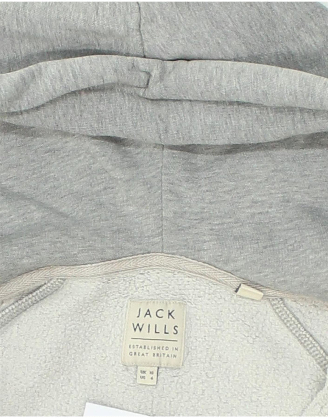 JACK WILLS Womens Oversized Zip Hoodie Sweater UK 10 Small Grey Cotton | Vintage Jack Wills | Thrift | Second-Hand Jack Wills | Used Clothing | Messina Hembry 