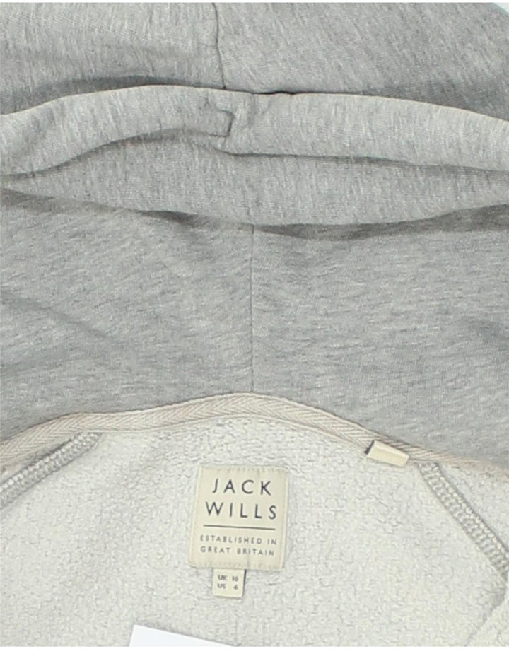 JACK WILLS Womens Oversized Zip Hoodie Sweater UK 10 Small Grey Cotton | Vintage Jack Wills | Thrift | Second-Hand Jack Wills | Used Clothing | Messina Hembry 