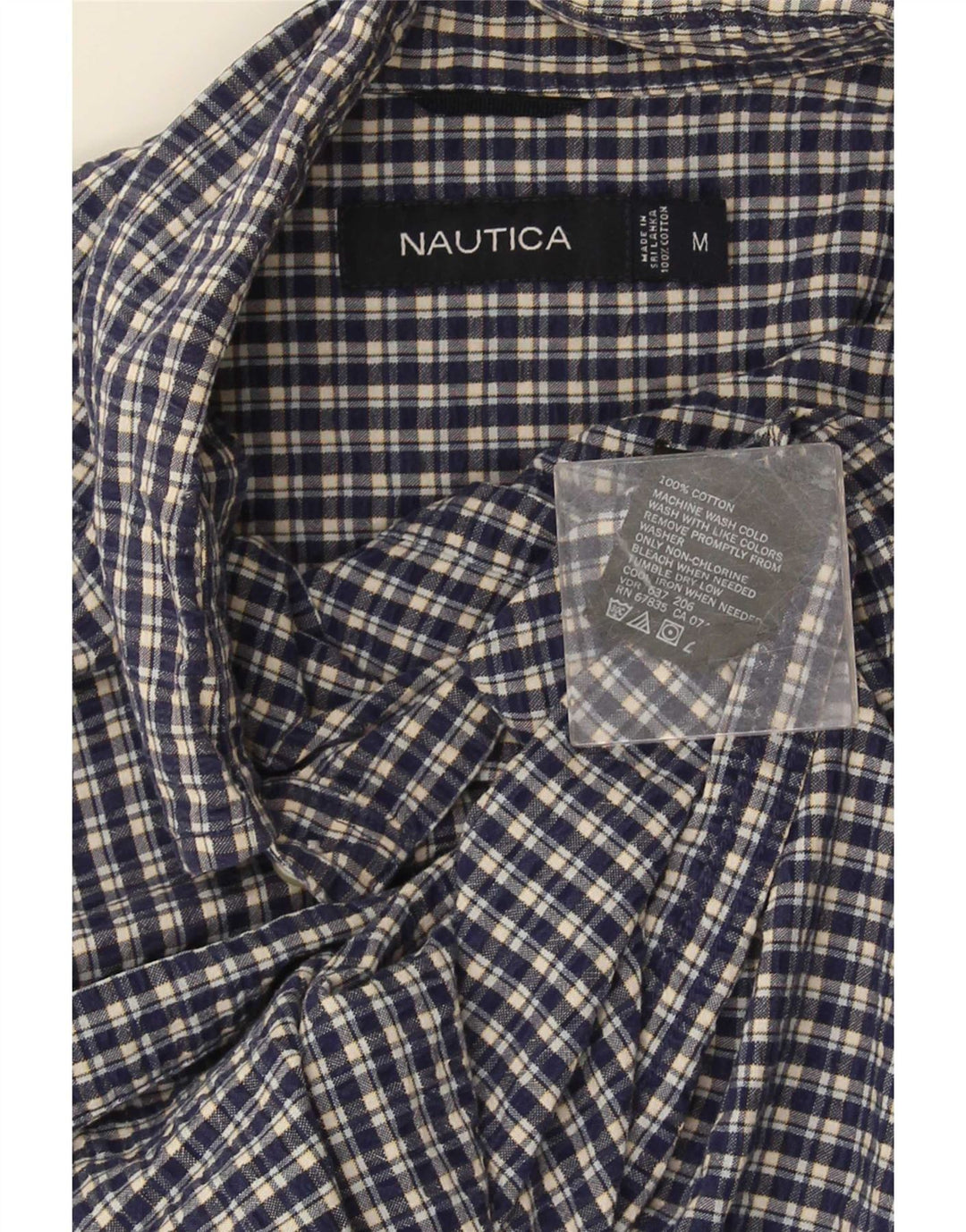 Nautica Kortærmet Herreskjorte Medium Marineblå Gingham Bomuld