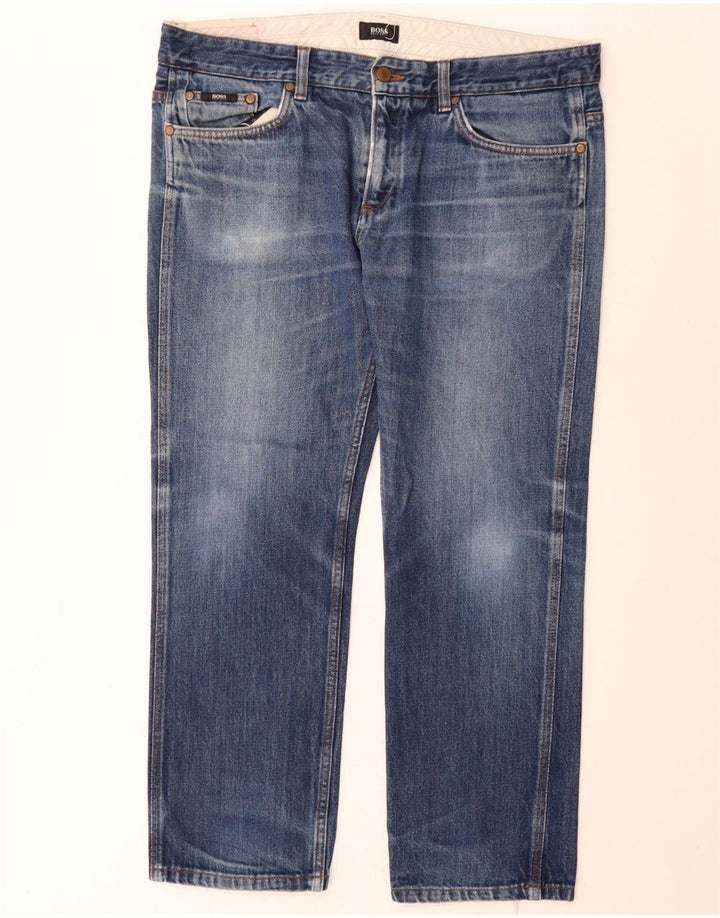 Hugo Boss Straight Jeans til mænd W36 L28 Blå bomuld