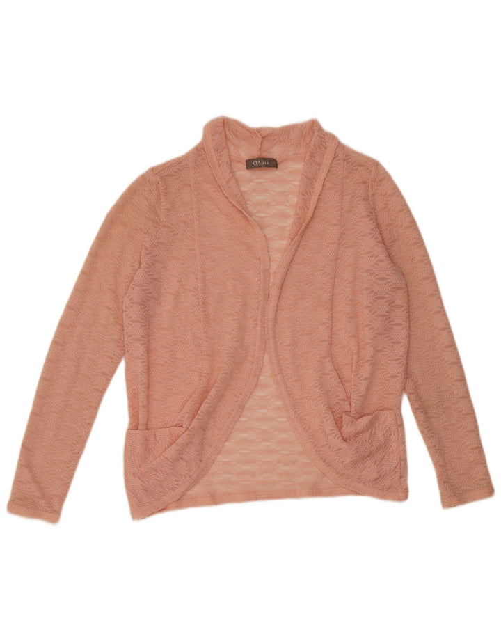 Oasis Womens Oversized Open Cardigan Sweater UK 6 XS Pink Polyester
