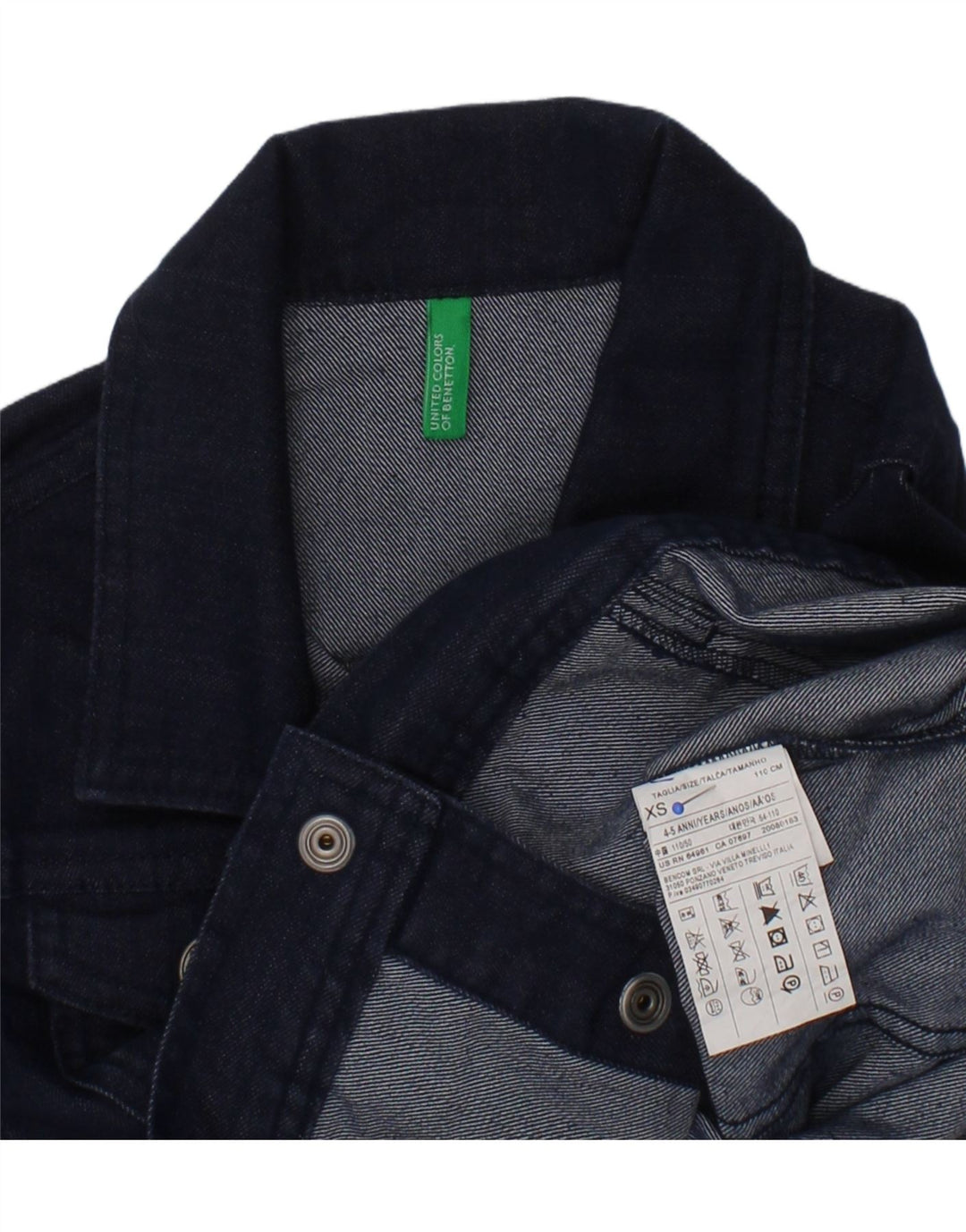 BENETTON Boys Denim Jacket 4-5 Years XS  Navy Blue Cotton Vintage Benetton and Second-Hand Benetton from Messina Hembry 