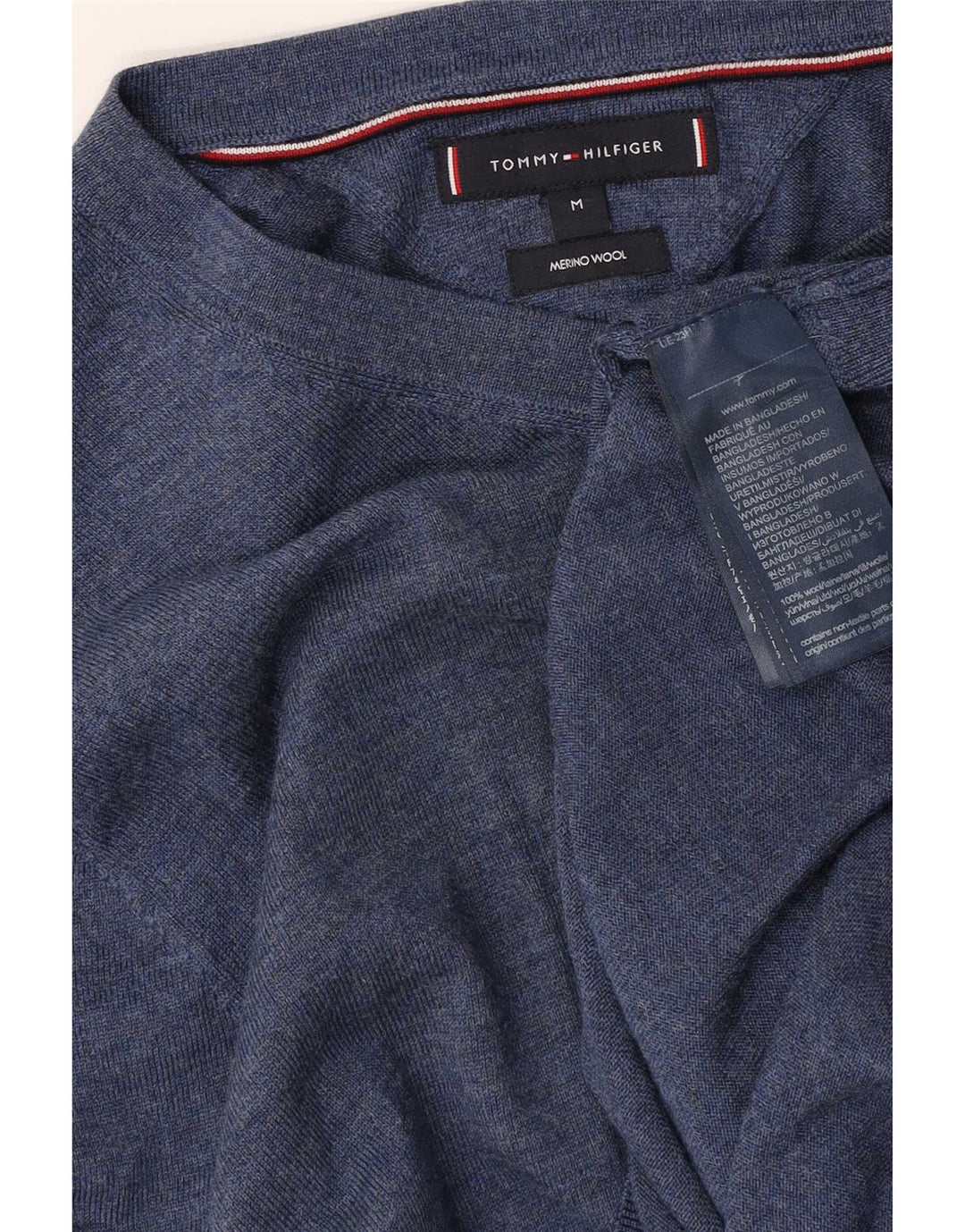 Tommy Hilfiger Herre V-hals sweater Medium Blue Merino Wool