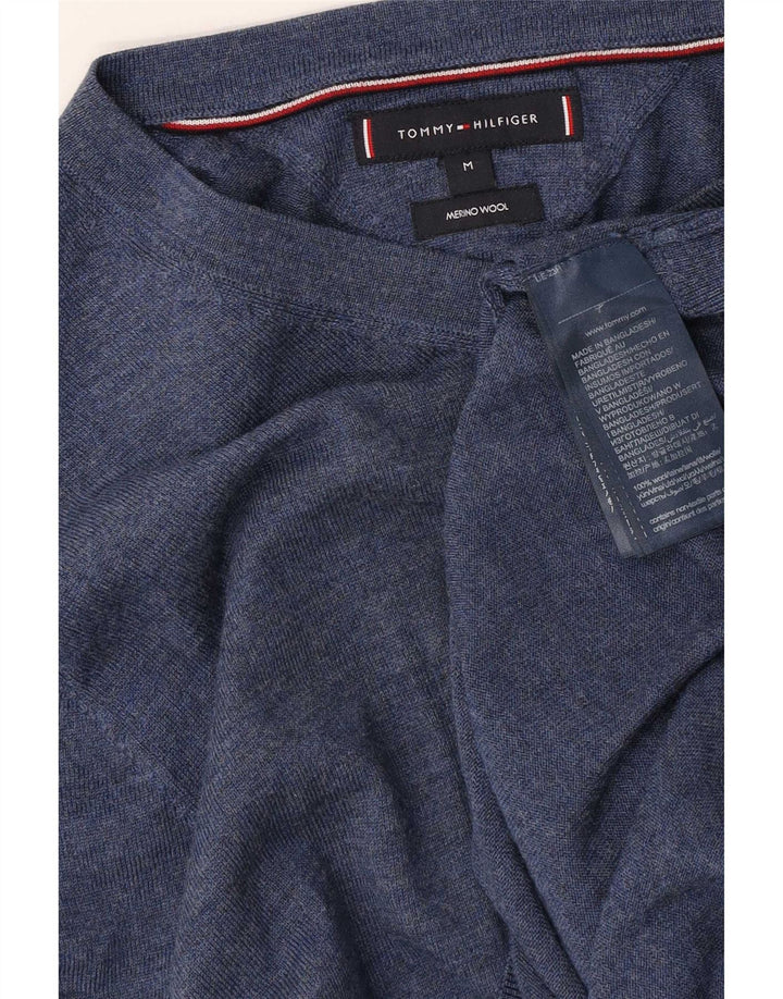 Tommy Hilfiger Herre V-hals sweater Medium Blue Merino Wool