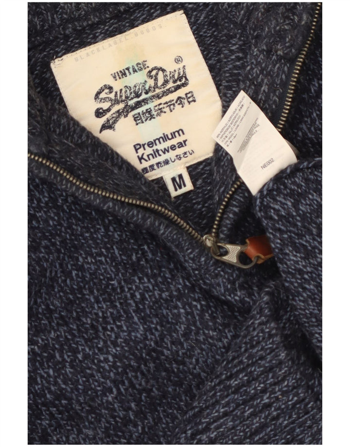 Superdry sweater med lynlås til kvinder UK 14 Medium Navy Blue Flecked