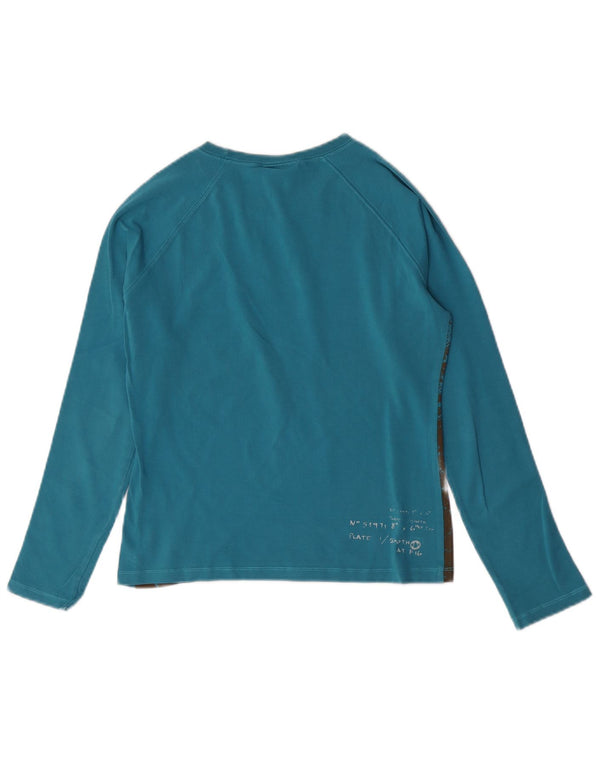 Murphy & Nye Dame Grafisk Top Langærmet UK 12 Medium Blue Cotton