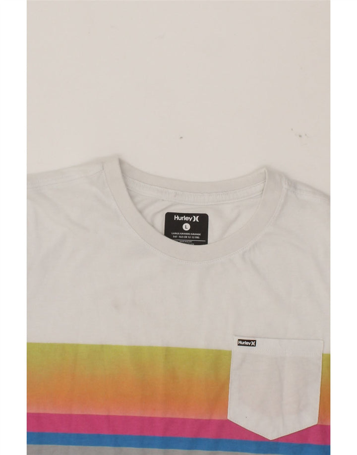 HURLEY Boys T-Shirt Top 12-13 Years Large White Colourblock Vintage Hurley and Second-Hand Hurley from Messina Hembry 