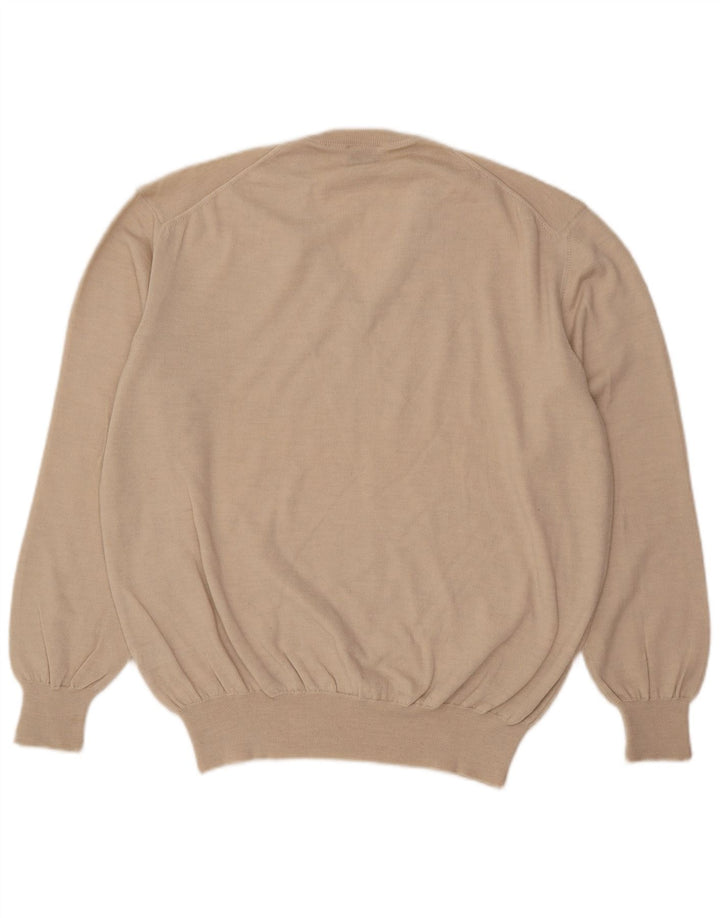 TRUSSARDI Herre V-hals sweater Medium Beige Uld