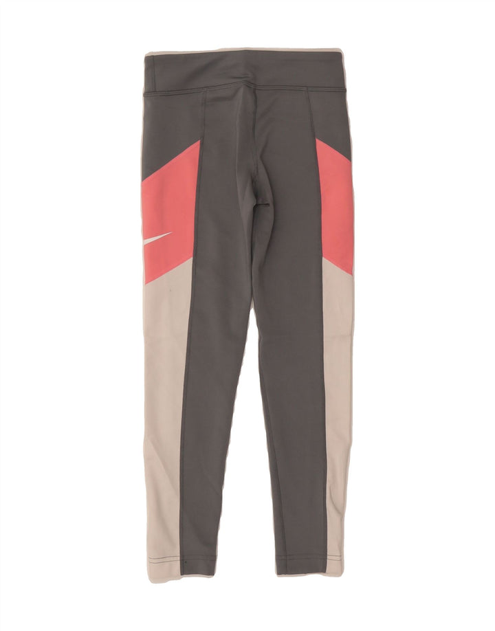 NIKE Girls Dri Fit Leggings 8-9 Years Small  Grey Colourblock Vintage Nike and Second-Hand Nike from Messina Hembry 