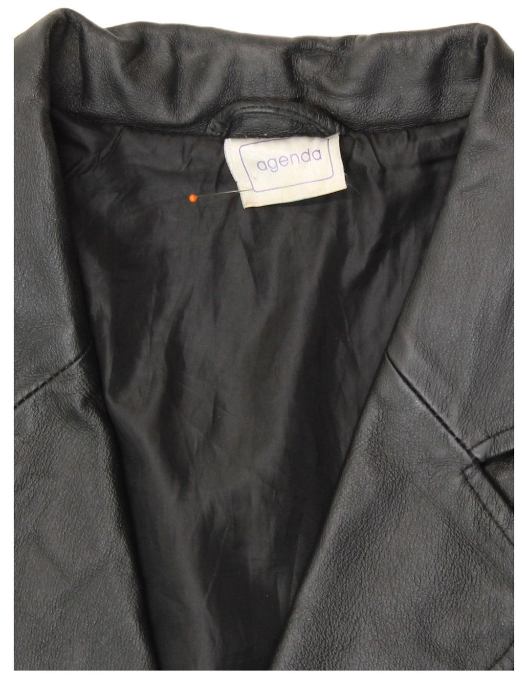 Agenda Dame 3 Button Læder Blazer Jacket UK 24 4XL Sort Læder