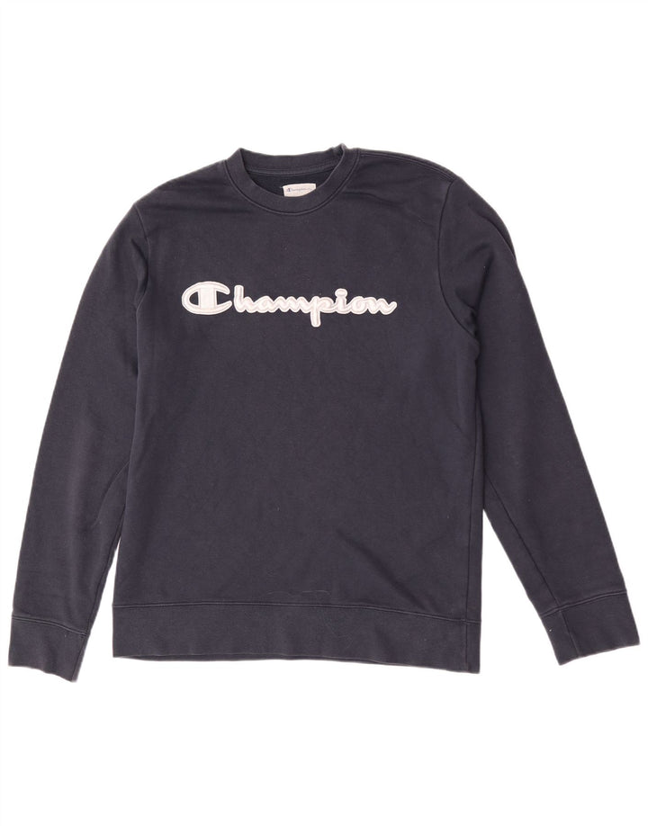Champion Herre Grafisk Sweatshirt Jumper Medium Navyblå Bomuld