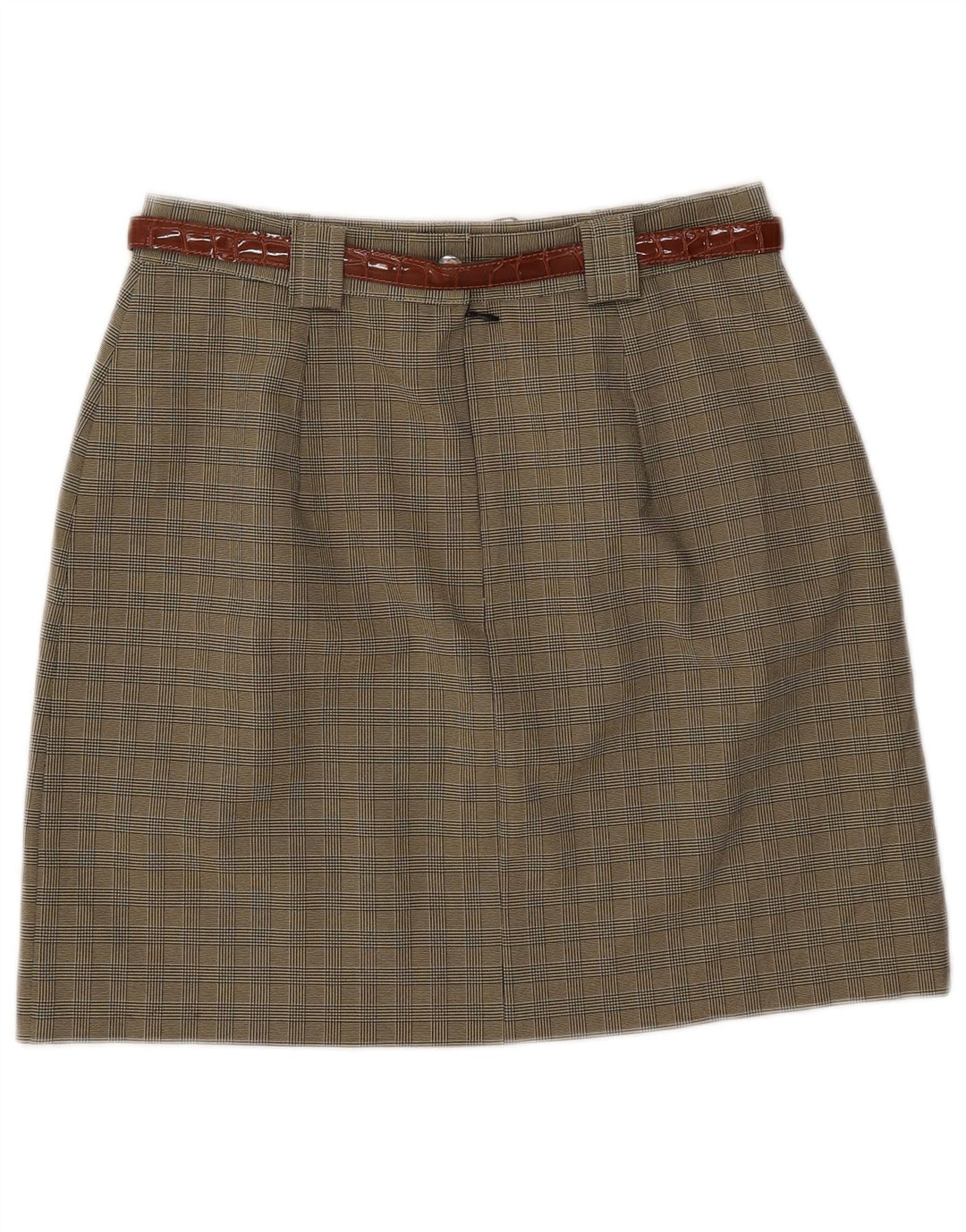 Vintage dame A-line nederdel IT 46 Large W28 Khaki ternet polyester