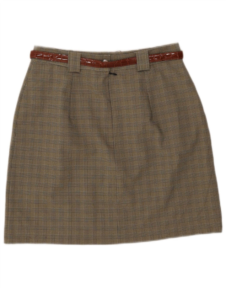 Vintage dame A-line nederdel IT 46 Large W28 Khaki ternet polyester
