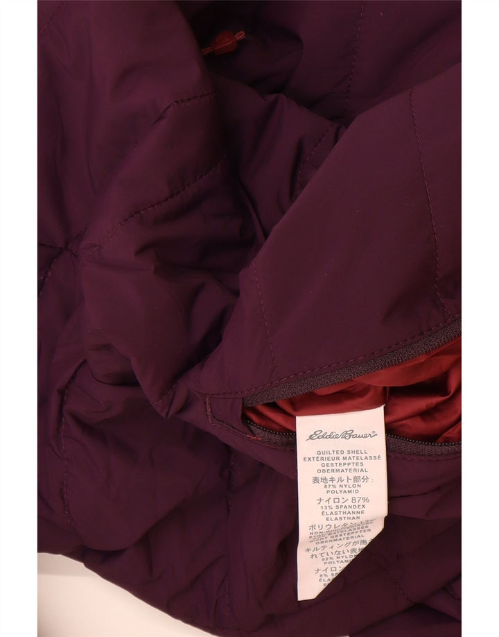 Eddie Bauer Herre Hætte Vendbar Jakke UK 38 Medium Burgundy Nylon