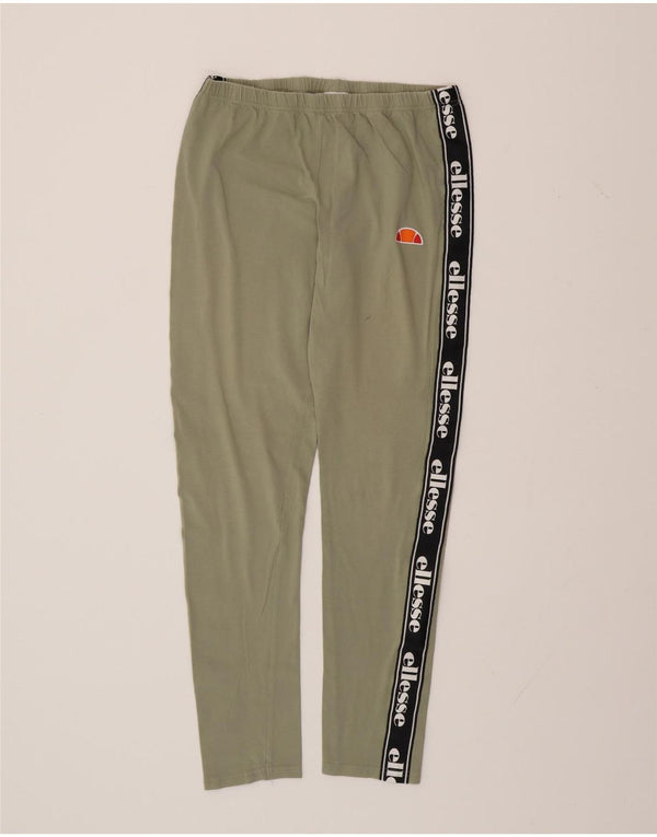 ELLESSE Grafiske Leggings til kvinder UK 14 Stor Grøn Colourblock Bomuld