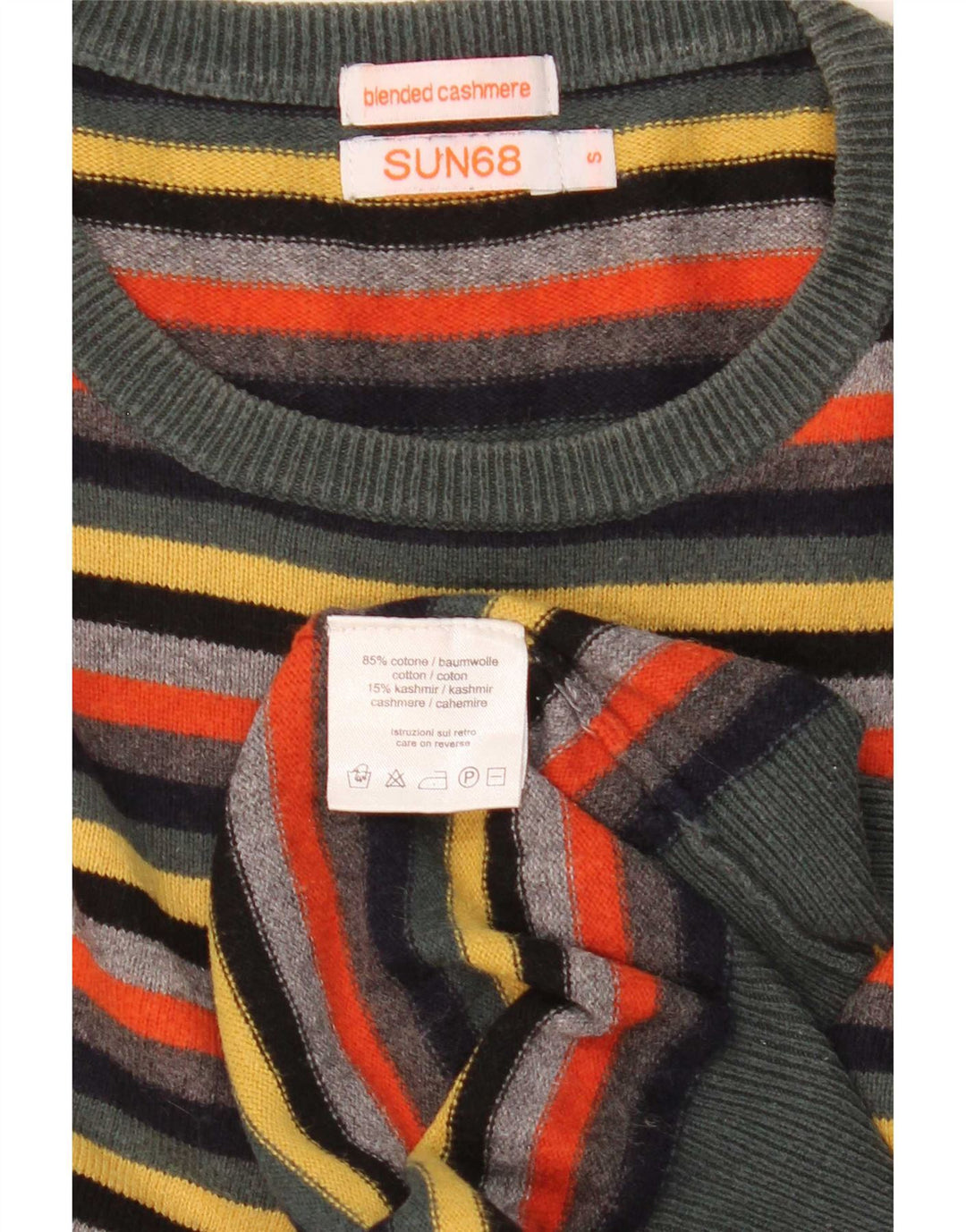 Sun68 Herre rund hals sweater lille flerfarvet stribet bomuld