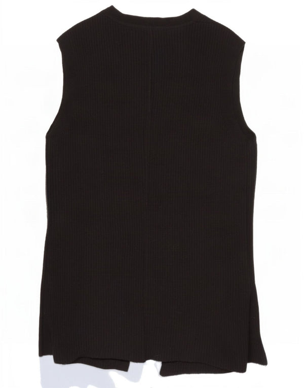 Fat Face Womens Longline ærmeløs cardigan sweater UK 14 Medium Black