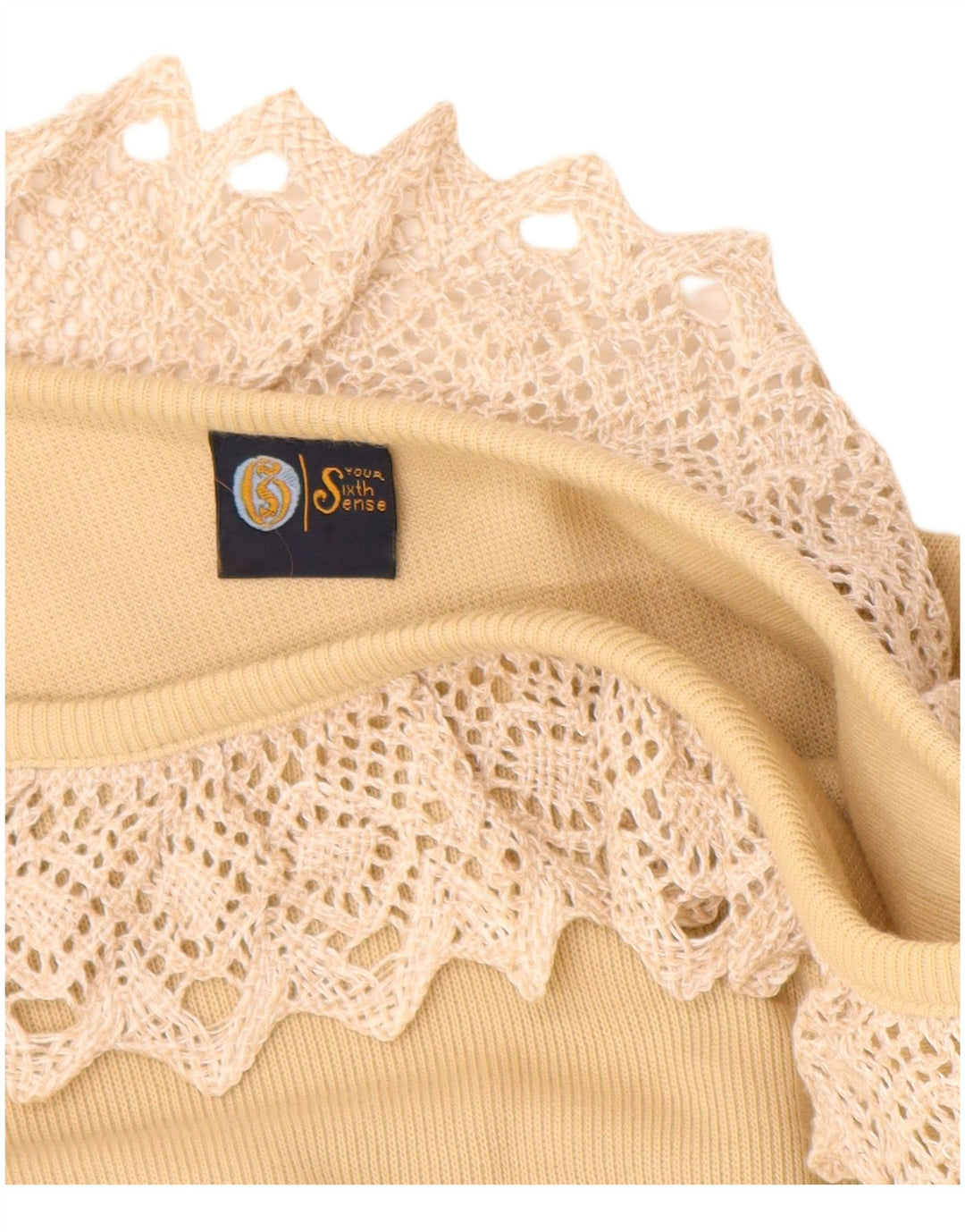 DIN SIXTH SENSE Dame 3/4-ærmet blusetop UK 14/16 Stor beige bomuld