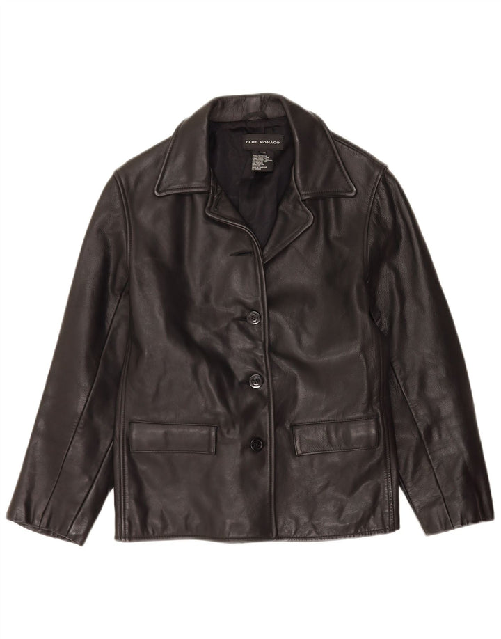 Club Monaco Dame Læderjakke UK 14 Medium Sort Læder