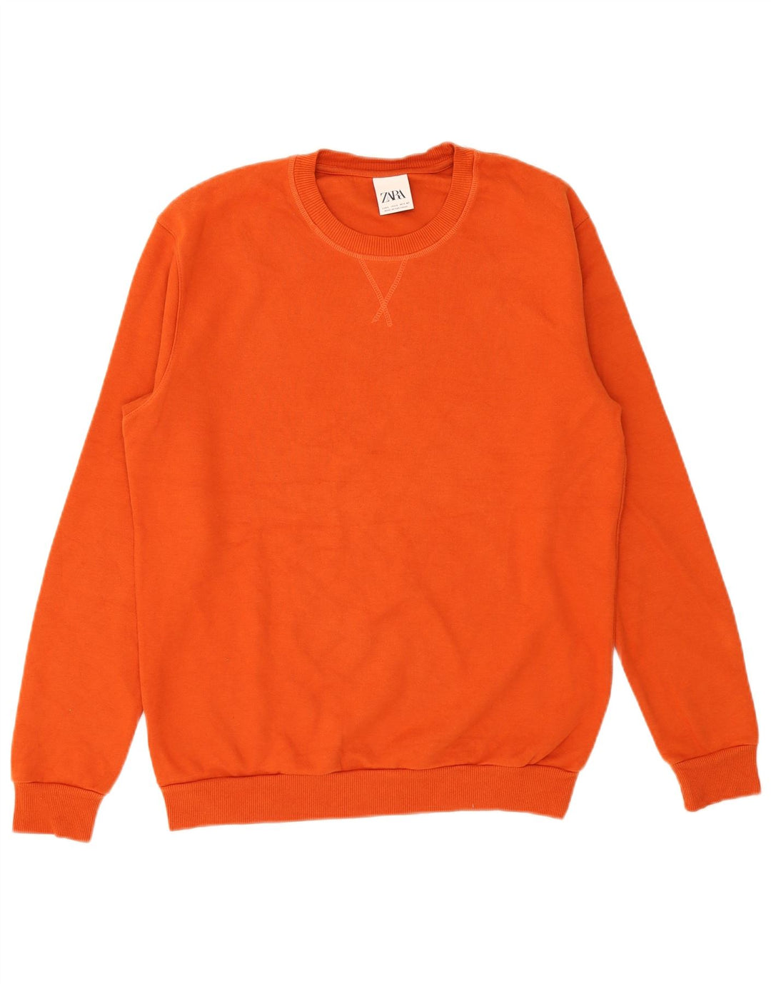 Zara Herre Sweatshirt Jumper Stor Orange Bomuld