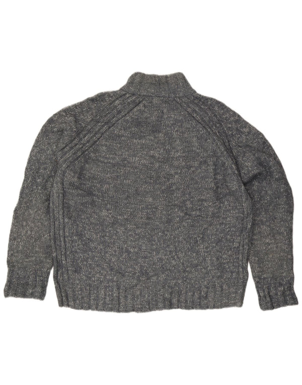 Marks & Spencer Herre Blue Harbor Zip Neck Jumper Sweater XL Grå Flecked