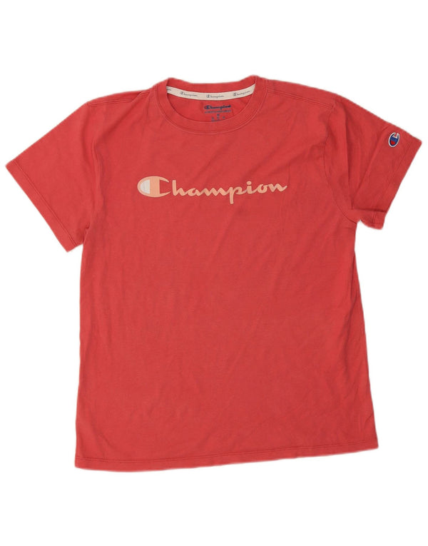 Champion Dame Grafisk T-Shirt Top UK 12 Medium Rød