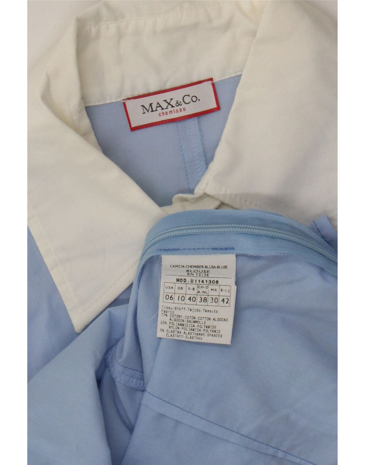 MAX & CO. Womens Pullover Shirt UK 10 Small Blue Colourblock Cotton Vintage Max & Co. and Second-Hand Max & Co. from Messina Hembry 