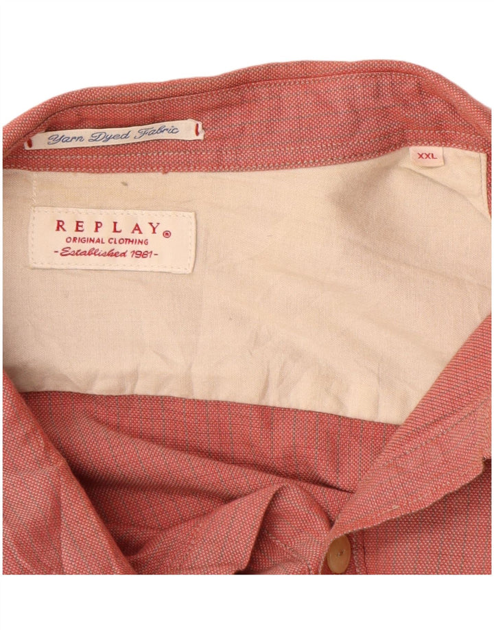 REPLAY Herreskjorte 2XL Rød ternet bomuld