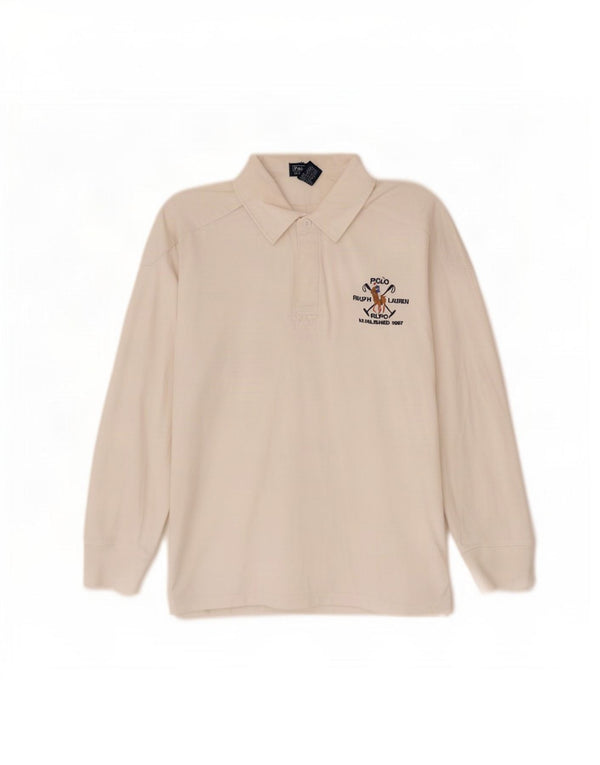 Ralph Lauren Boys Langærmet Rugby Polo Shirt 15-16 År Stor Hvid