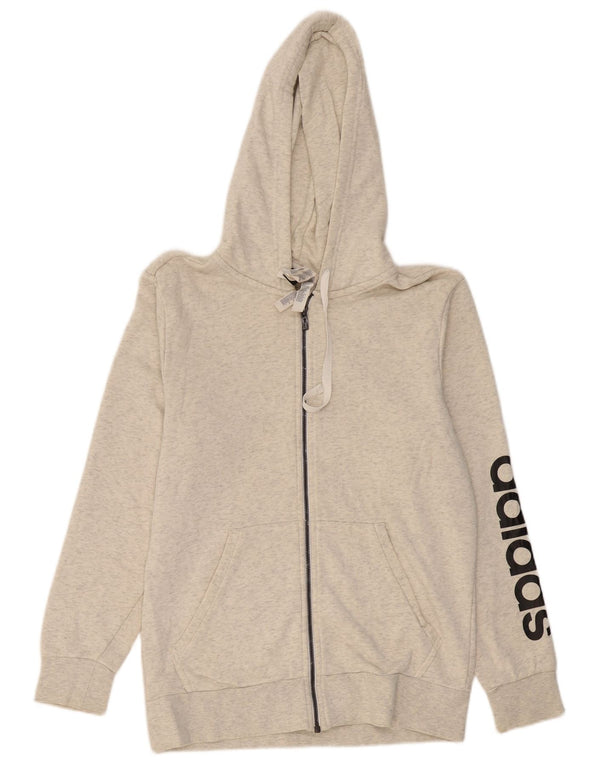 ADIDAS Herre grafisk hættetrøje med lynlås mellemgrå bomuld