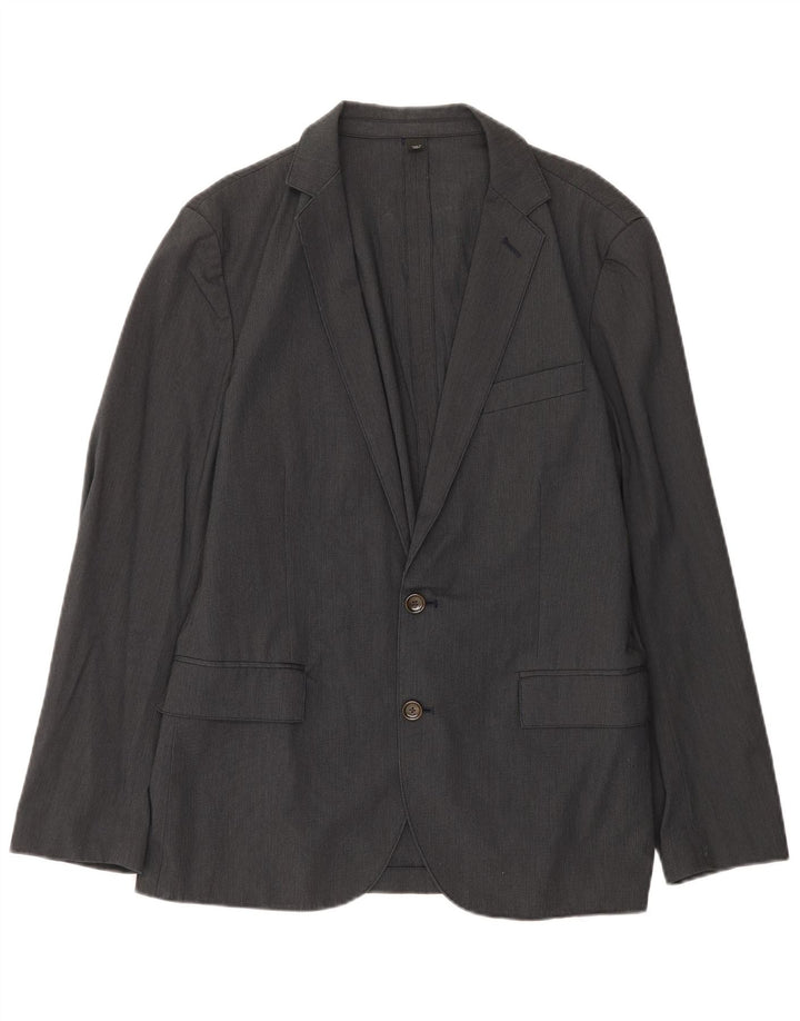 J. CREW Mens 2 Button Blazer Jacket UK 38 Medium Grey Pinstripe Cotton