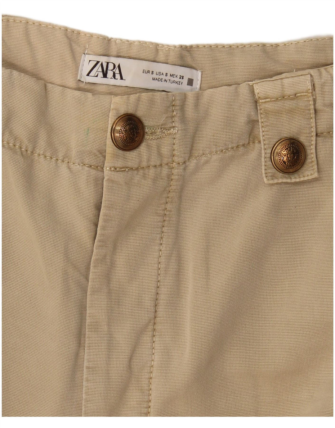 Zara Straight Cargo Bukser Small W27 L30 Beige