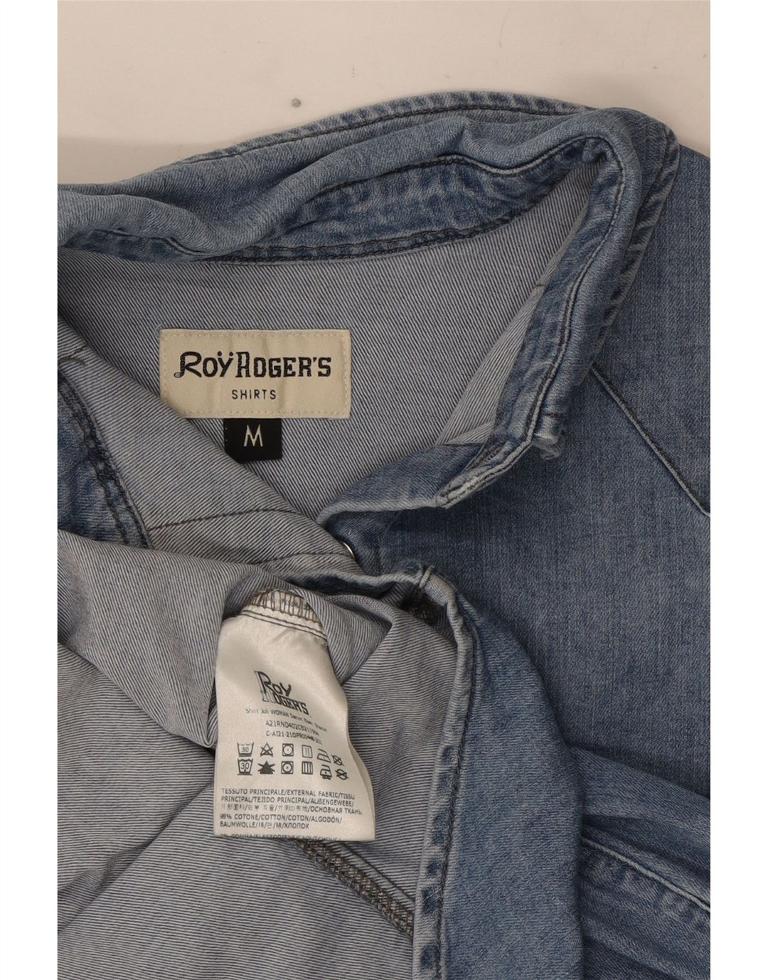 Roy Rogers Dame Denim Shirt UK 12 Medium Blue Cotton