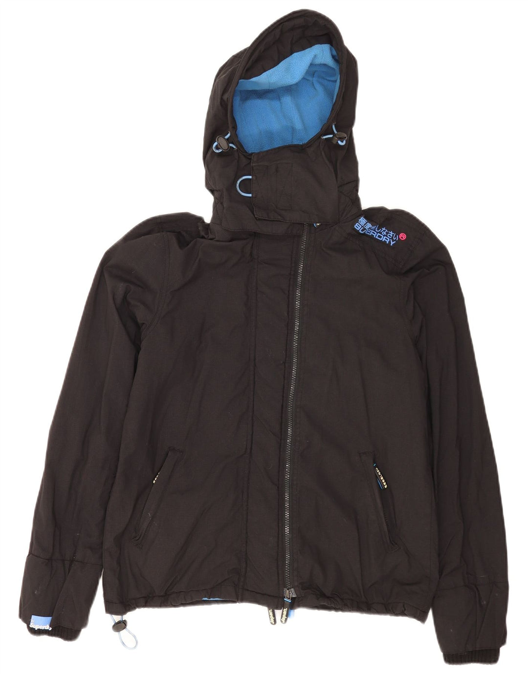 Superdry Windcheater vindjakke med hætte til kvinder UK 14 Large Black