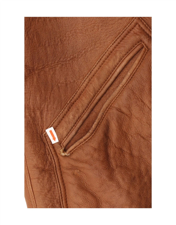 Vintage Herre Shearling Jacket UK 38 Medium Brown Læder Classic