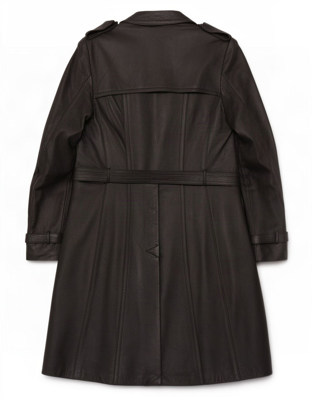 Vintage Herre Læder Trench Coat IT 46 Lille Sort