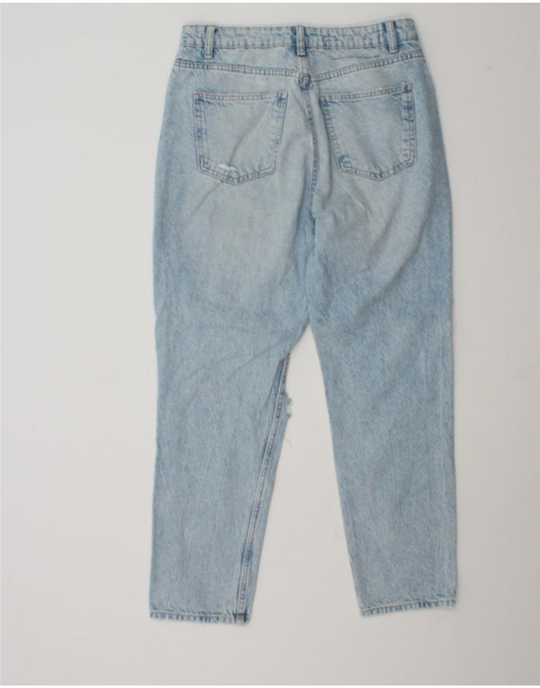 Zara Dame Distressed Tapered Jeans EU 40 Medium W30 L27 Blå Bomuld