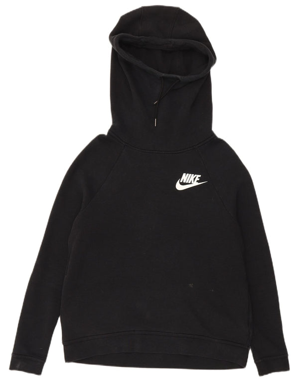 Nike Dame Oversized Hoodie Jumper UK 10 Small Black Bomuld