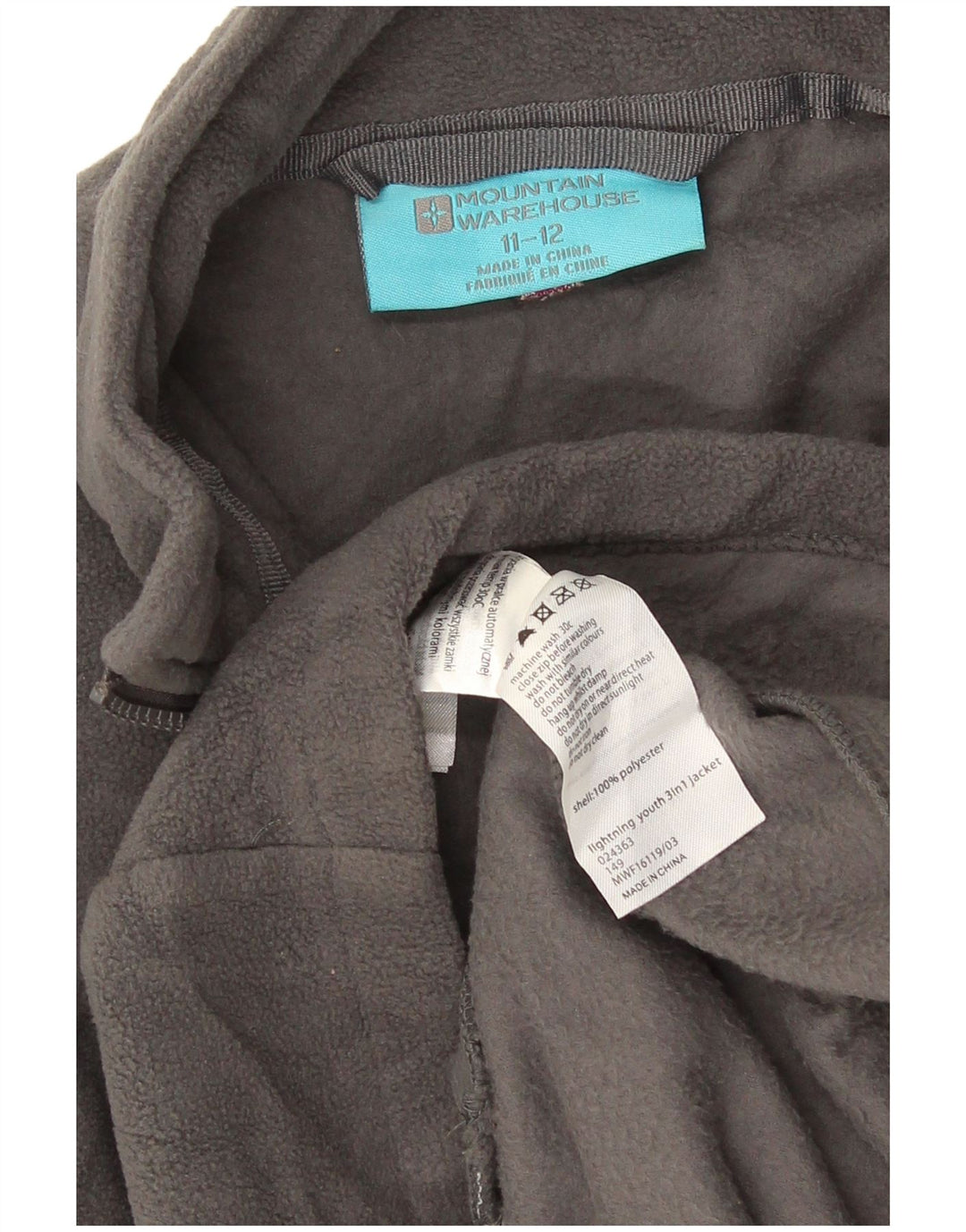 Mountain Warehouse Girls Liner Fleecejakke 11-12 År Grå Polyester