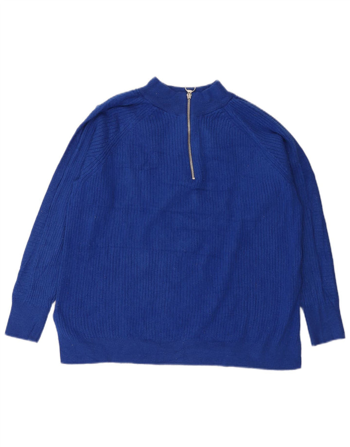 Marks & Spencer dame sweater med lynlåshals DK 16 Stor blå viskose