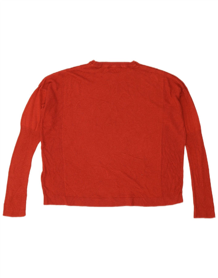 Marks & Spencer Dame Crop Crew Neck Jumper Sweater UK 12 Medium Red