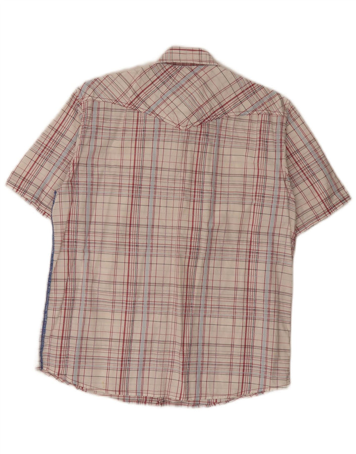 Wrangler kortærmet herreskjorte med normal pasform Medium hvid plaid bomuld