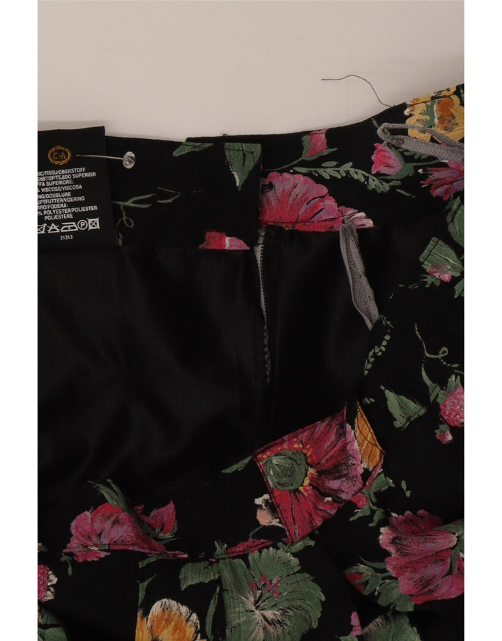 C&A plisseret nederdel til kvinder W30 Medium Black Floral Viscose