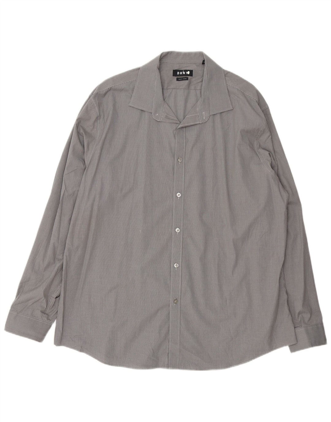 Dkny Herre Slim Fit Skjorte Str. 18 2XL Grå ternet bomuld
