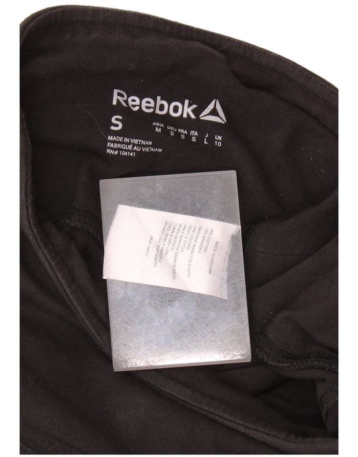 REEBOK Womens Leggings UK 10 Small Black Colourblock Bomuld