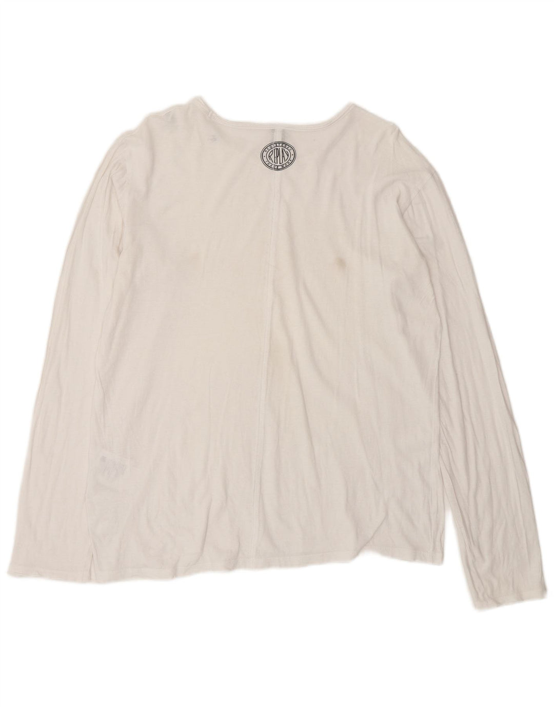 REPLAY Mens Top Long Sleeve Medium White Cotton