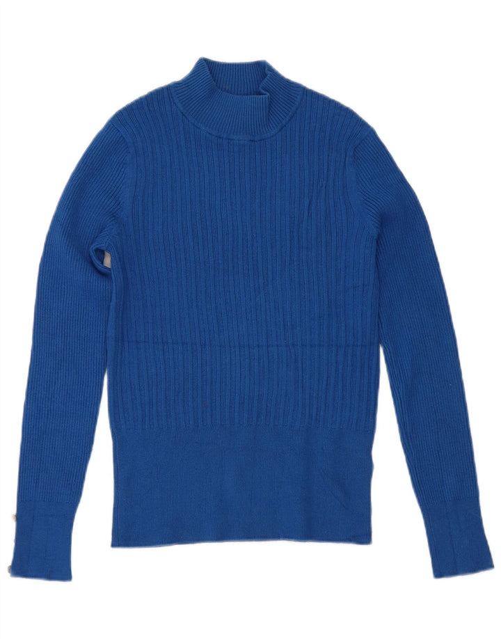 Marks & Spencer Dame Turtle Neck Jumper Sweater UK 10 Small Blue Viscose