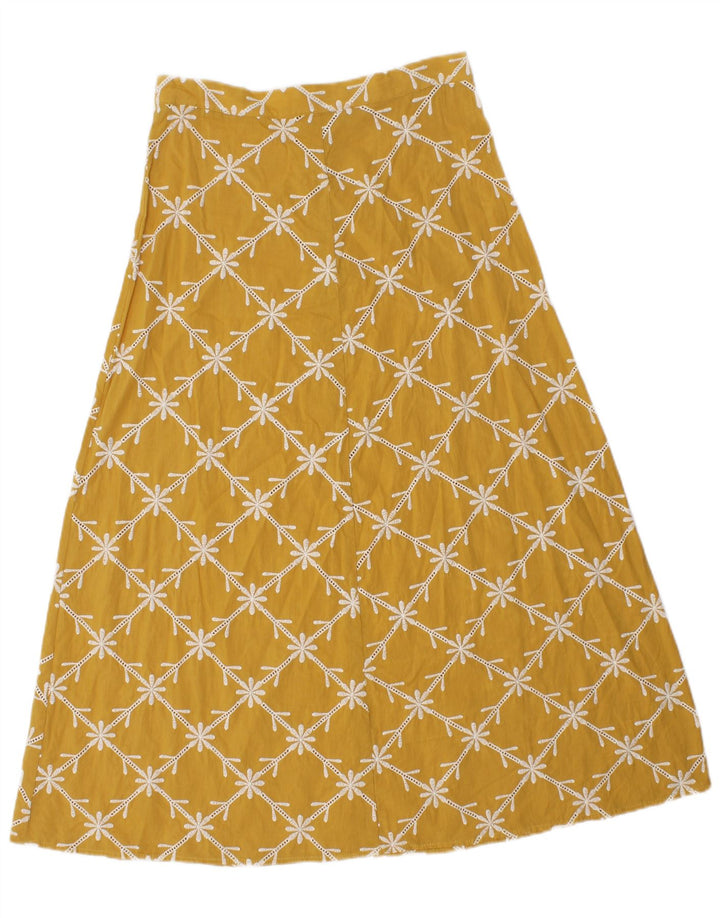 Zara Dame A-Line nederdel Medium W28 Gul Blomster
